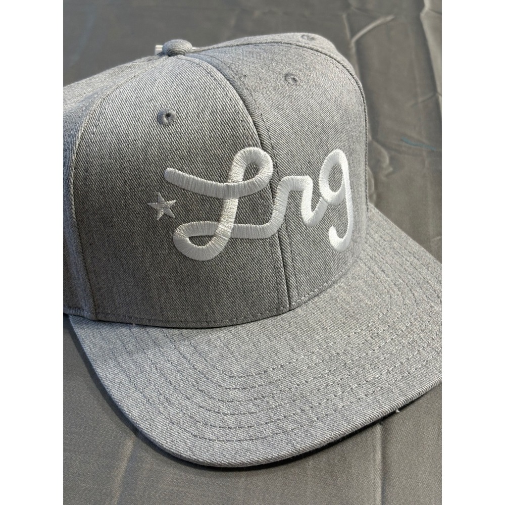 LRG Lifted Research Group Mens Snapback Hat Grey Script Logo Flat‎ Brim Cap NWT
